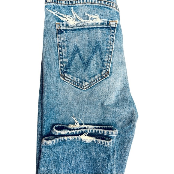 MOTHER The Dazzler Cowboys Don't Cry Medium Blue Distressed Pockets Hem Size 26 - Picture 7 of 13
